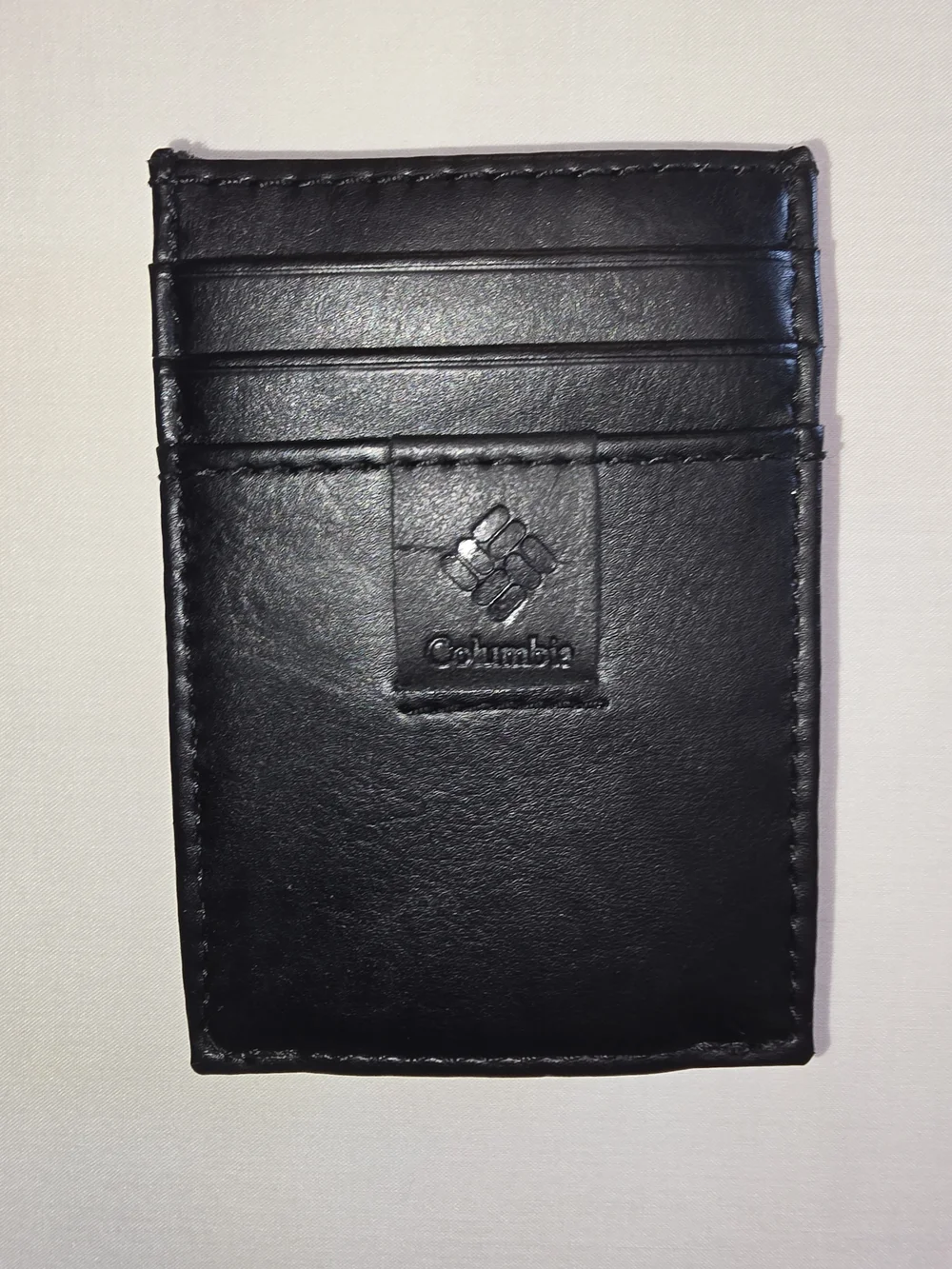 Columbia Leather Money Clip Wallet Black Slim Card Holder Front Pocket